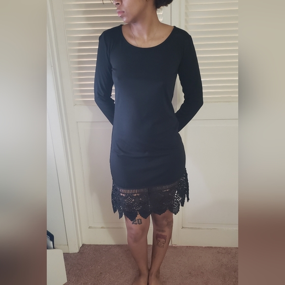 Black Dress with Embroidered bottom - Picture 9 of 10